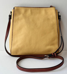 Pre-Owned Dooney & Bourke Pale Yellow Peyton Triple Zip Crossbody Handbag