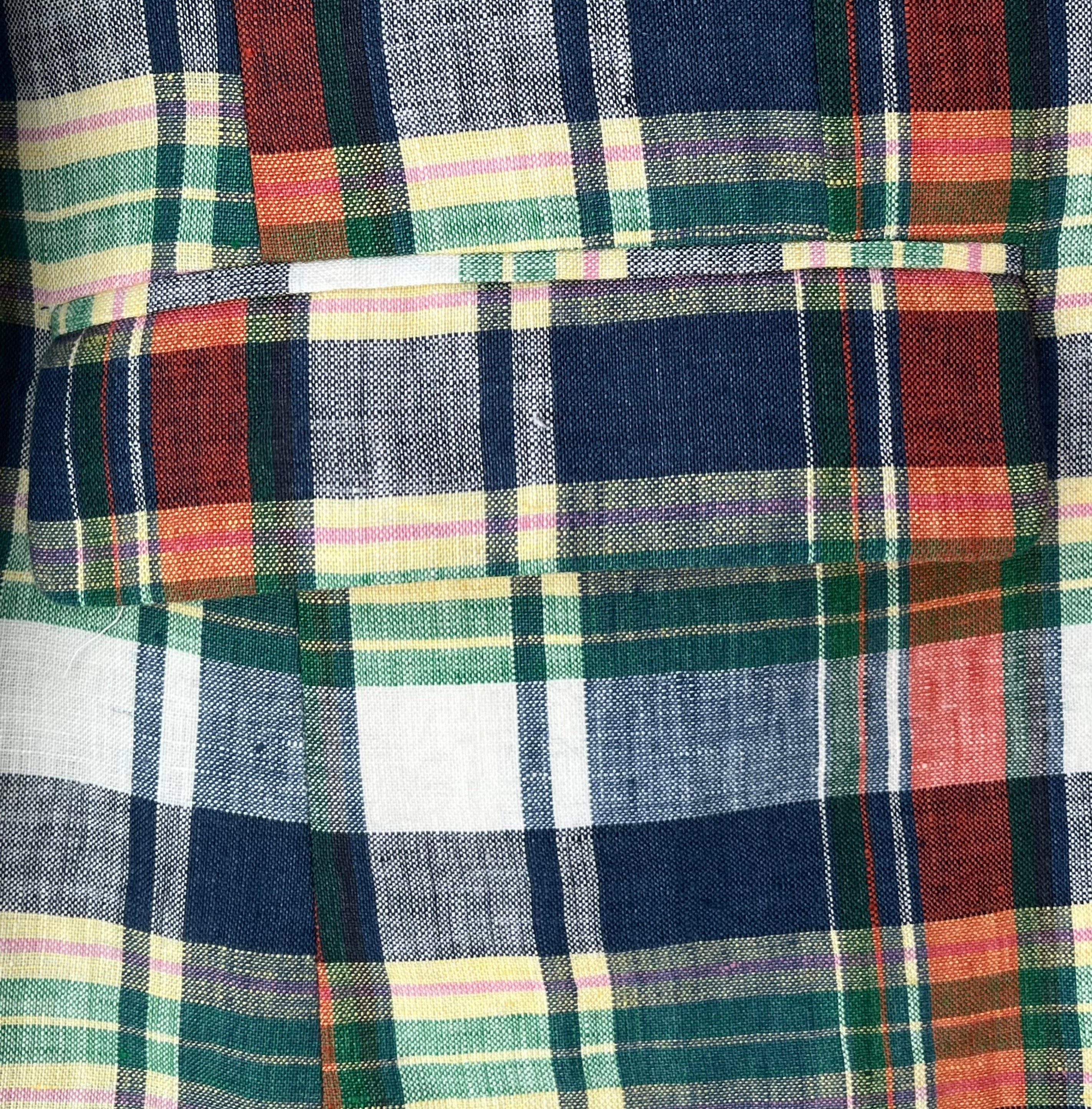 Tommy Hilfiger Navy/Green/Orange Madras Plaid Jacket, Size: 40