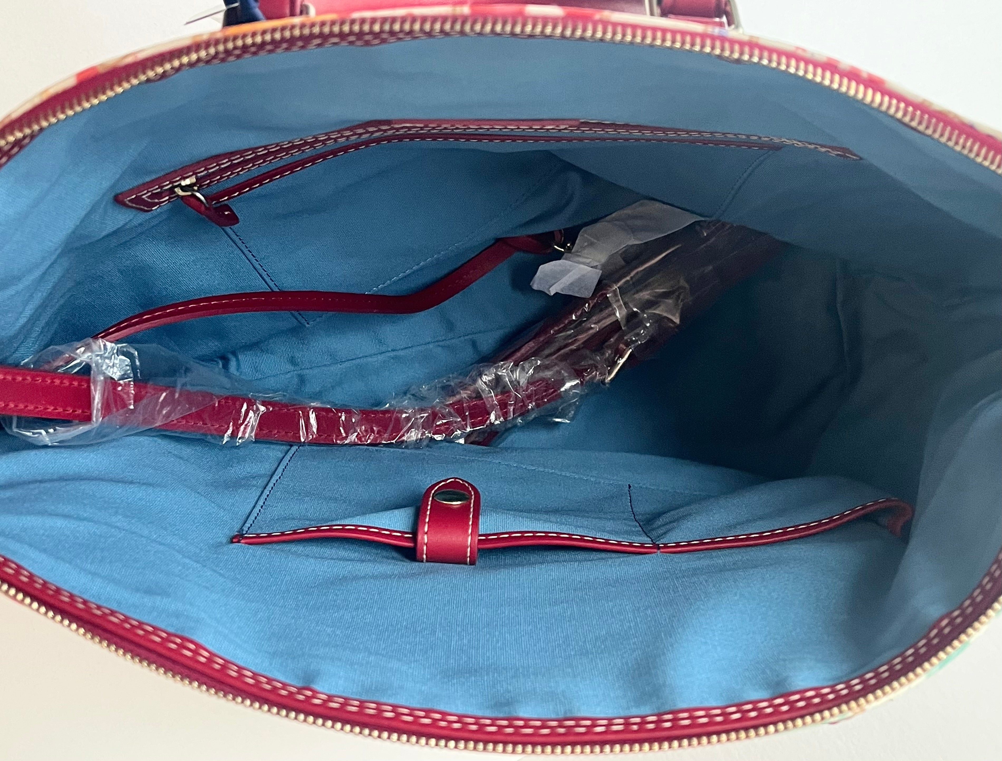 Pre-Owned Dooney & Bourke Large Multicolor Splash/Splatter Paint Vanessa Satchel Handbag with Long Strap