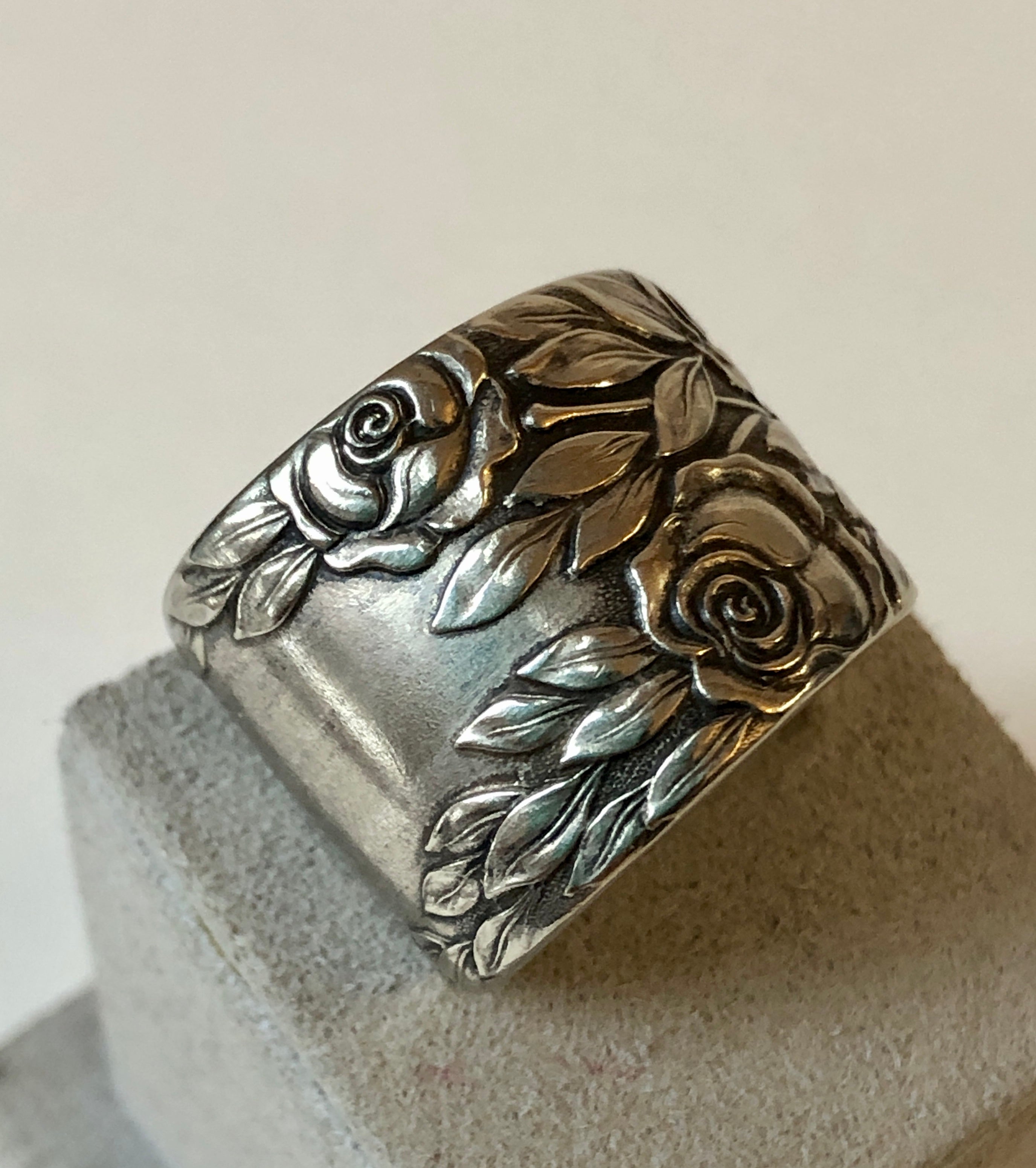 Rose Cut Spoon Ring Band by Emily, Size 7