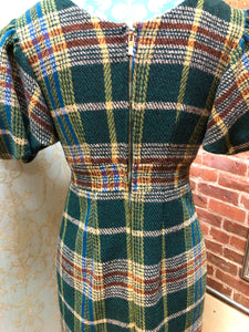 Ivy City Plaid Polyester Tweed Puffy Sleeve Dress, Size Junior Large…Women’s 8